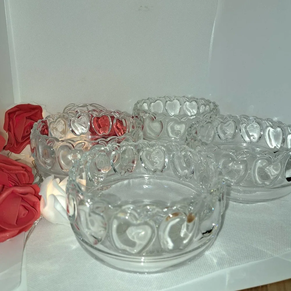 Tiffany & Co SET OF 4 Apple Motif - Scalloped Edge HEAVY crystal Beauties!